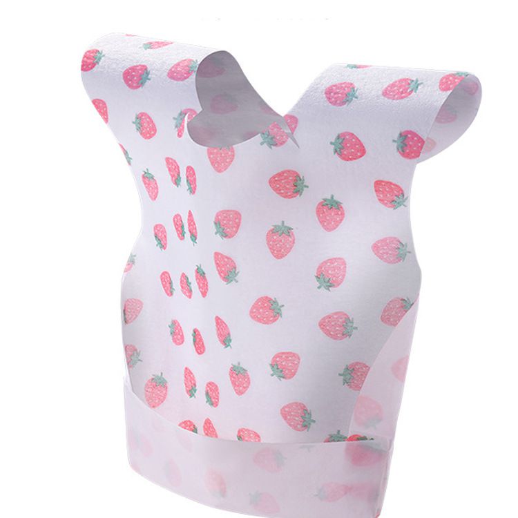 拋棄式兒童吃飯圍兜(10入組)-繽紛小象-白色-34.5x24.5cm