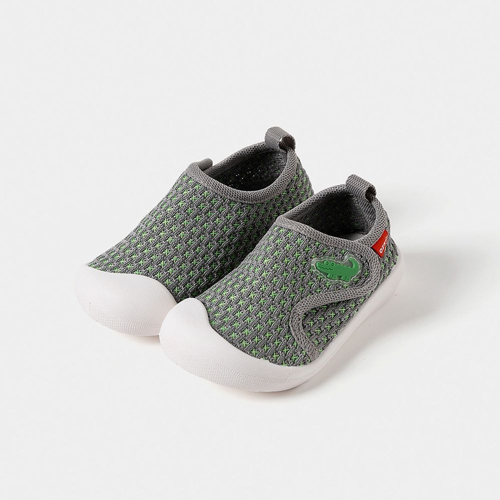 水陸兩穿！彈力包覆玩水沙灘鞋/懶人鞋-鱷魚-灰X綠