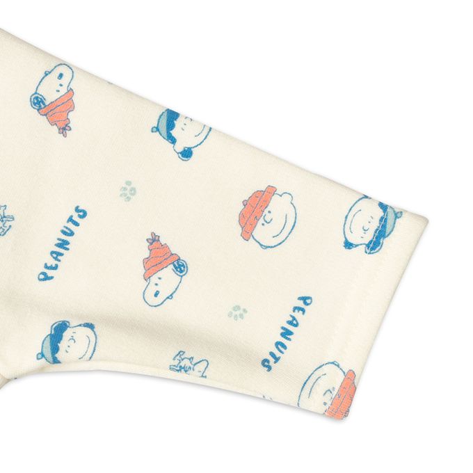 akachan honpo - 長袖兔裝-史努比坐雪橇布貼-米白色