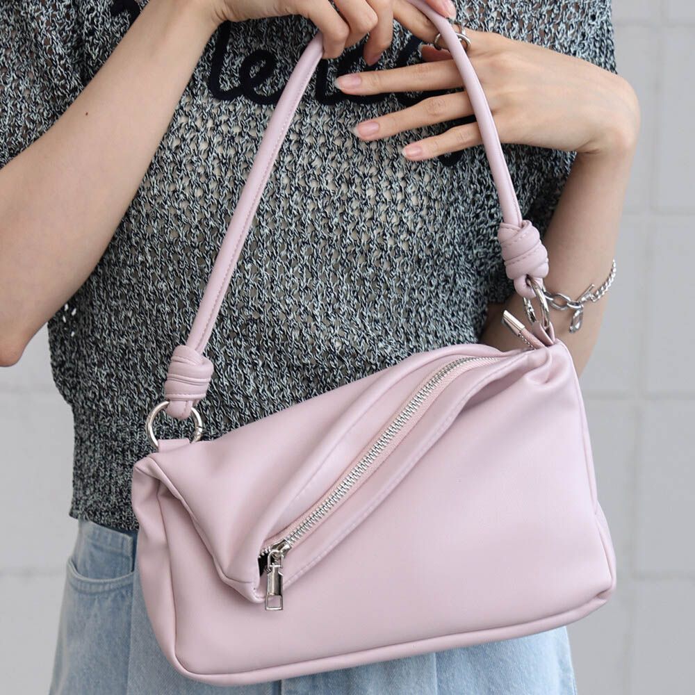 2way軟質拉鍊造型手提/側背包-櫻花粉