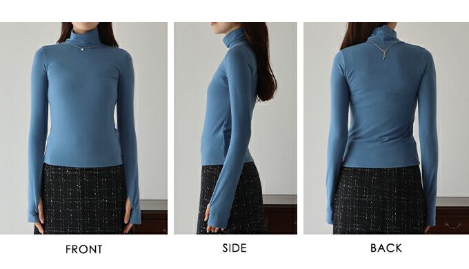 日本 BLUE EAST - 柔軟彈性長袖內搭上衣-寶藍