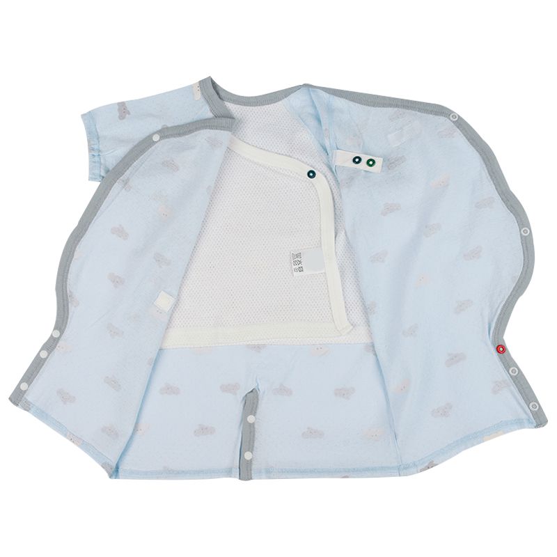 akachan honpo - 短袖連身衣-滿版印花-淺藍色 (50~60cm)