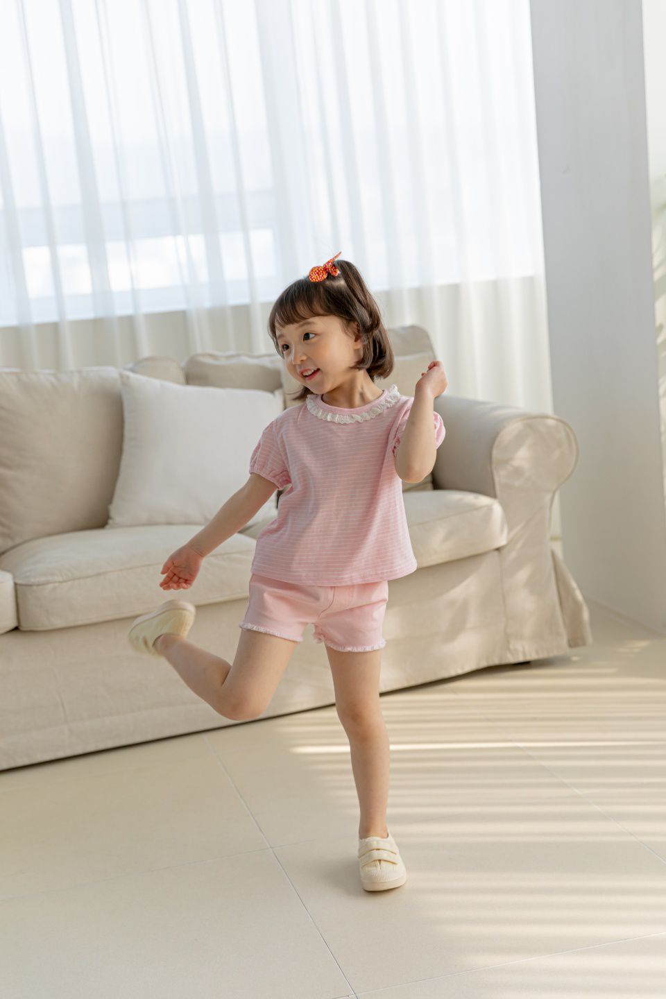 韓國 Orange Mom - 馬卡龍抓鬚短褲-天藍