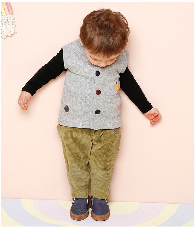 韓國 milk mile - 衍縫鋪棉鈕扣背心-駱馬-灰