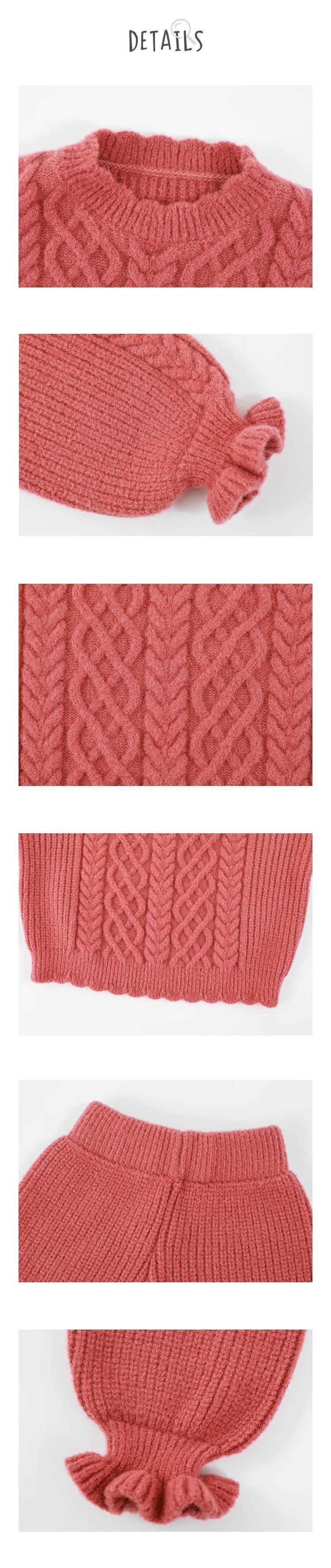 TONGMO - 復古針織花邊長褲-卡其色