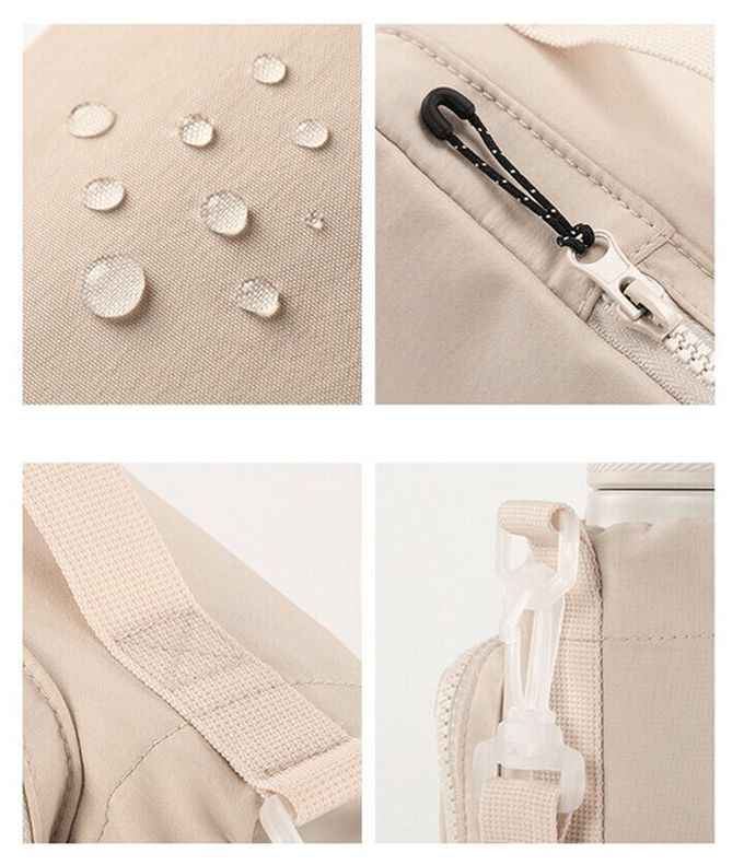 日本 LIZDAYS - 防潑水 手機水壺收納隨身側背小包-淺卡其