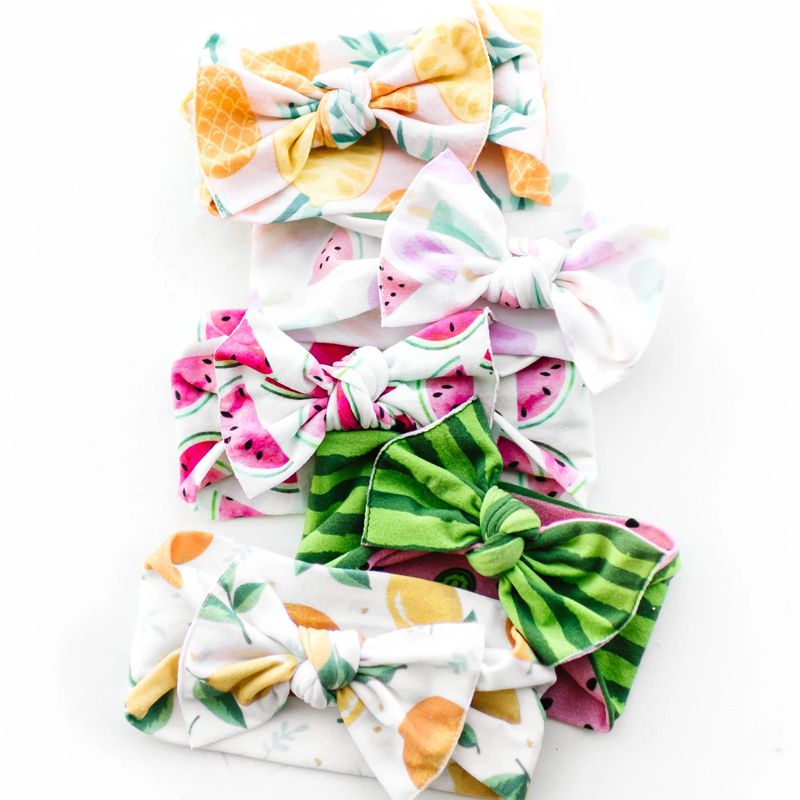 美國baby bling - 純手工極優雅細緻輕柔微彈性/毫無束縛感蝴蝶結髮帶/髮飾_印花雙面系列-甜蜜西瓜