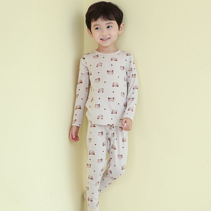 正韓 Cogibu - 極舒適無螢光劑幼兒/兒童 AERO WARM 有機發熱衣睡衣/家居服套裝組-熊寶貝