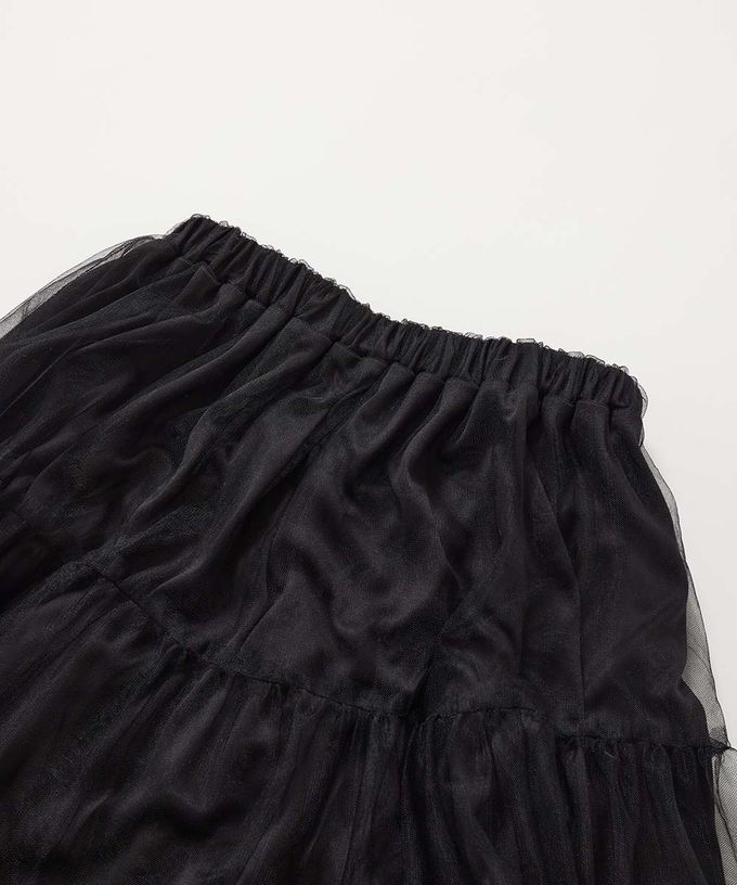 日本 devirock - 夢幻薄紗層次甜美長裙-黑