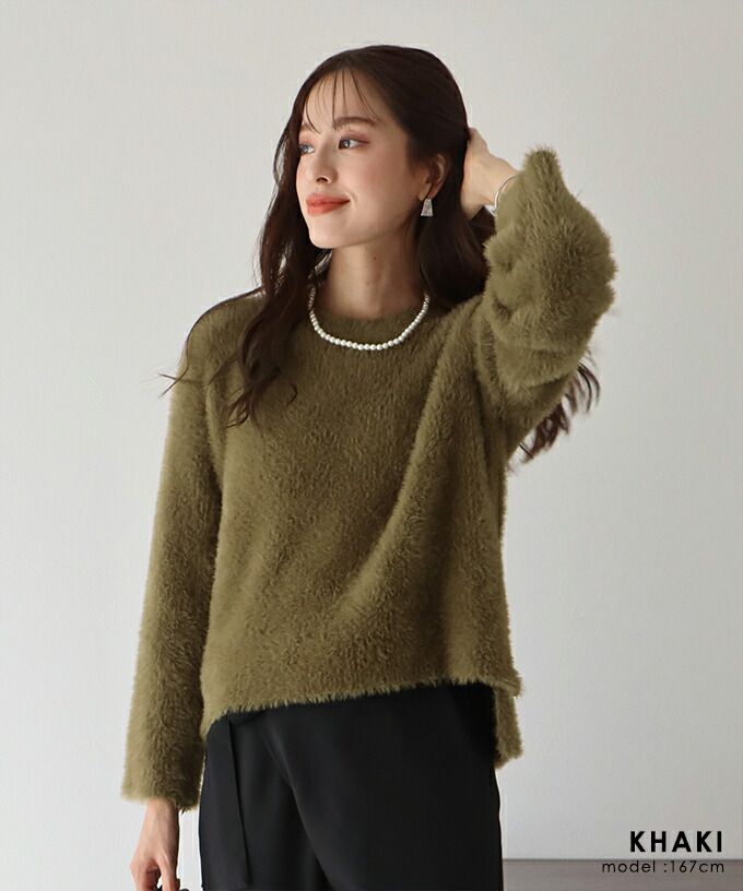 日本 BLUE EAST - 柔軟毛絨圓領毛衣-天使白