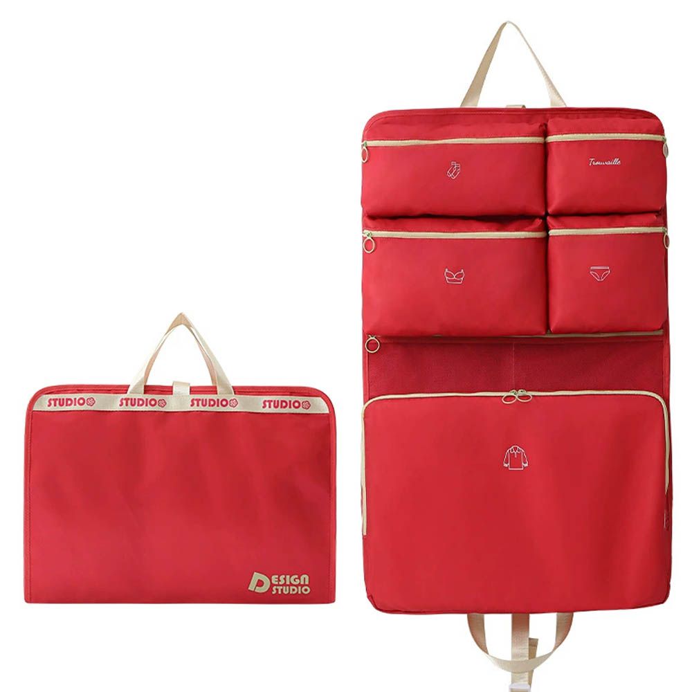 免翻找！可機洗防潑水掛式旅行收納袋-分類圖示-熱情艷紅