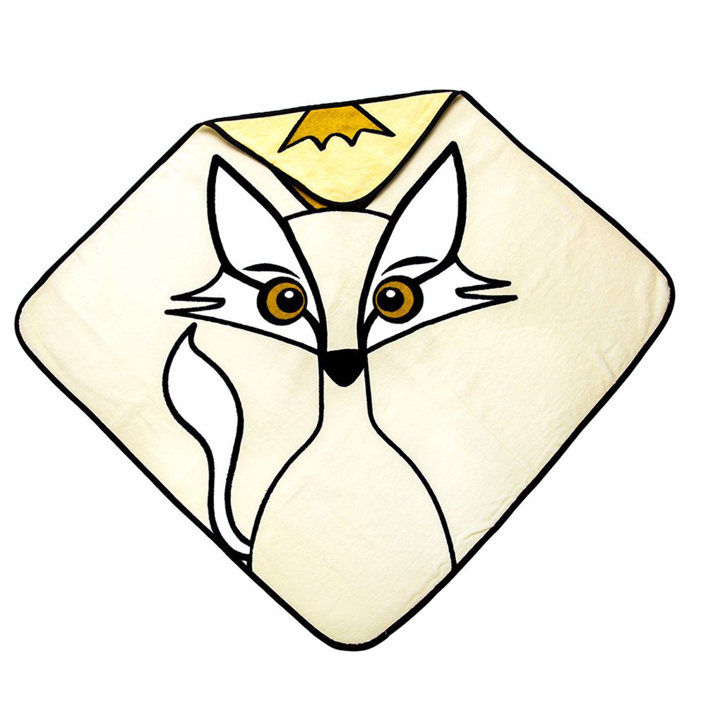 Babylivia - 有機棉連帽浴巾-狐狸-淡黃色