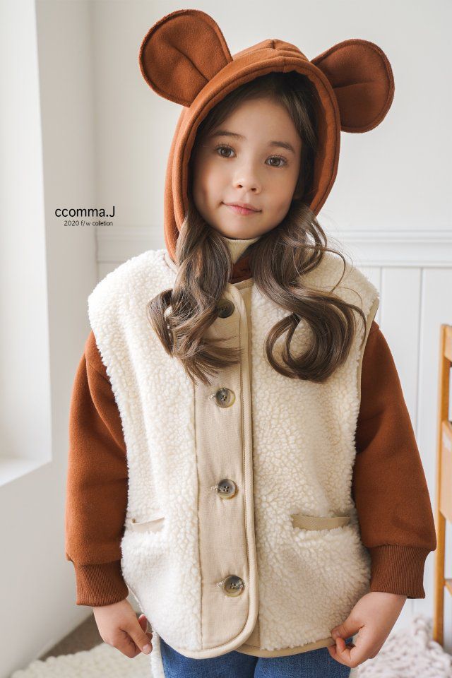 韓國 ccomma. J - 搖粒絨百搭背心-米