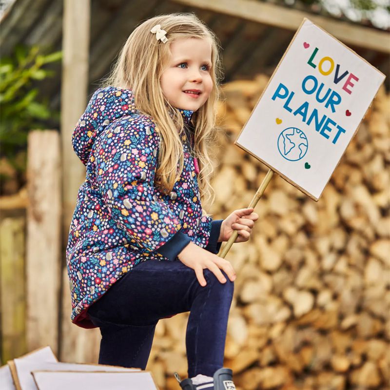 英國 JoJo Maman BeBe - 雙面防風/防潑水連帽保暖外套-刺蝟花園