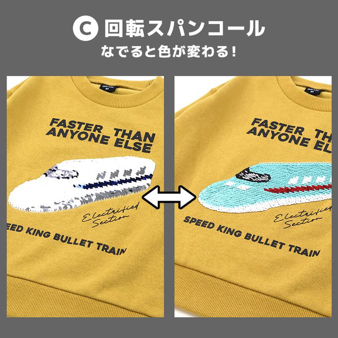 日本 ZOOLAND - 酷帥印花裏起毛上衣-亮片子彈列車-薑黃