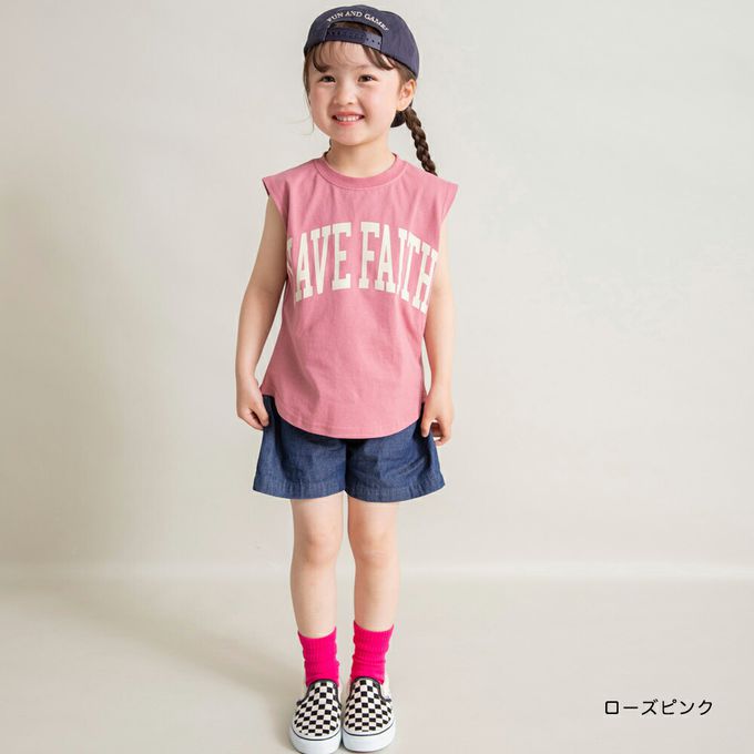 日本 BRANSHES - 簡約英文標語無袖上衣-炭灰