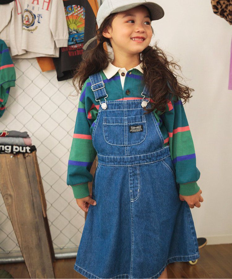 日本 BREEZE - 多口袋厚磅吊帶A字牛仔裙-海軍藍