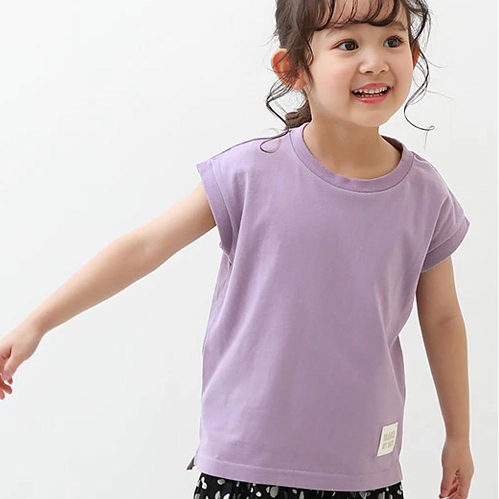 日本 devirock - 純棉 柔軟舒適素色短T-粉紫
