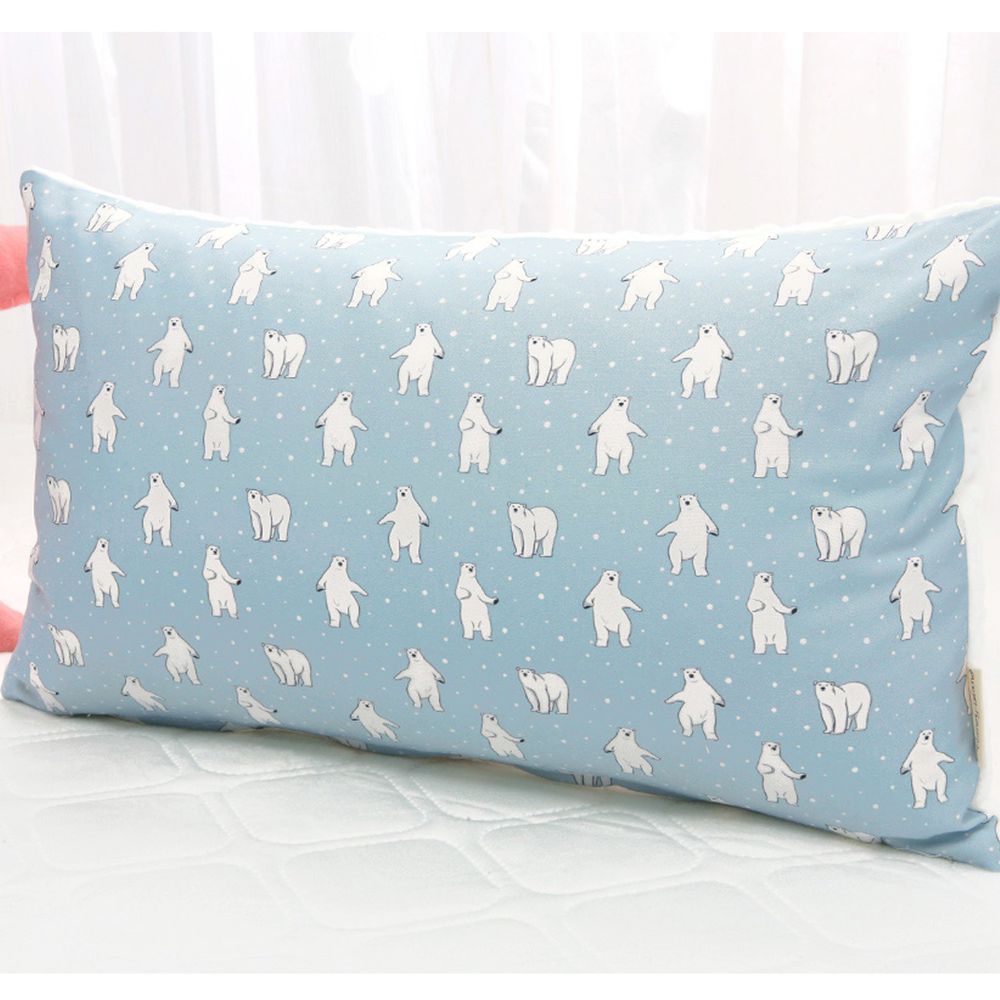 韓國 Coney Island - 雙面材質抗菌防蟎水洗枕頭-藍色北極熊 (50X30cm)-枕套*1 + 枕芯*1