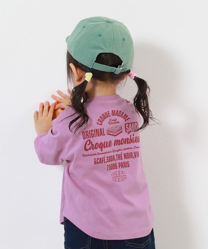 日本 devirock - 100%棉 女孩印花圓弧長袖上衣-英文logo-薄荷綠