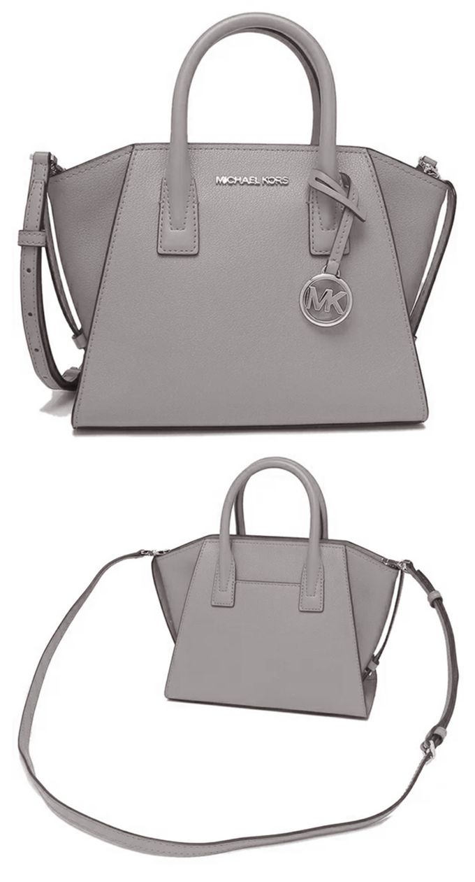 MICHAEL KORS - 素面皮革手提斜背二用包 (泥灰色)