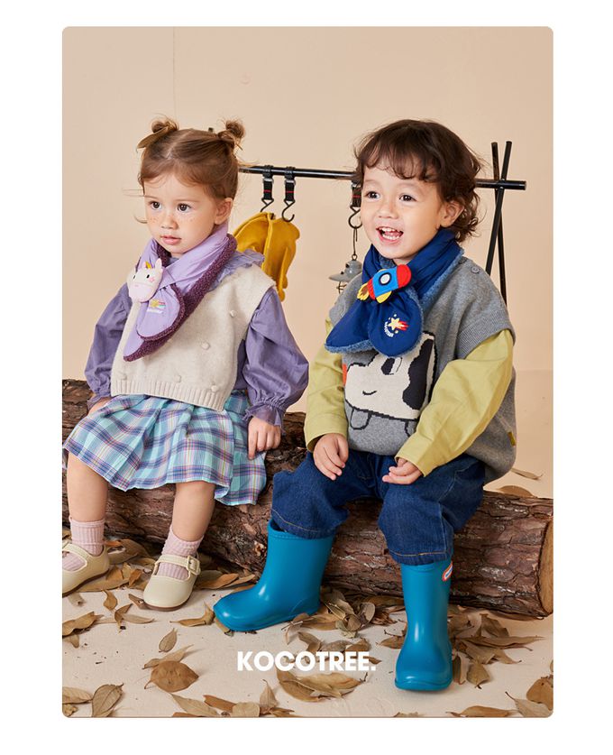 kocotree - 玩偶剌綉圍巾-深藍火箭 (均碼(建議1-8歲))