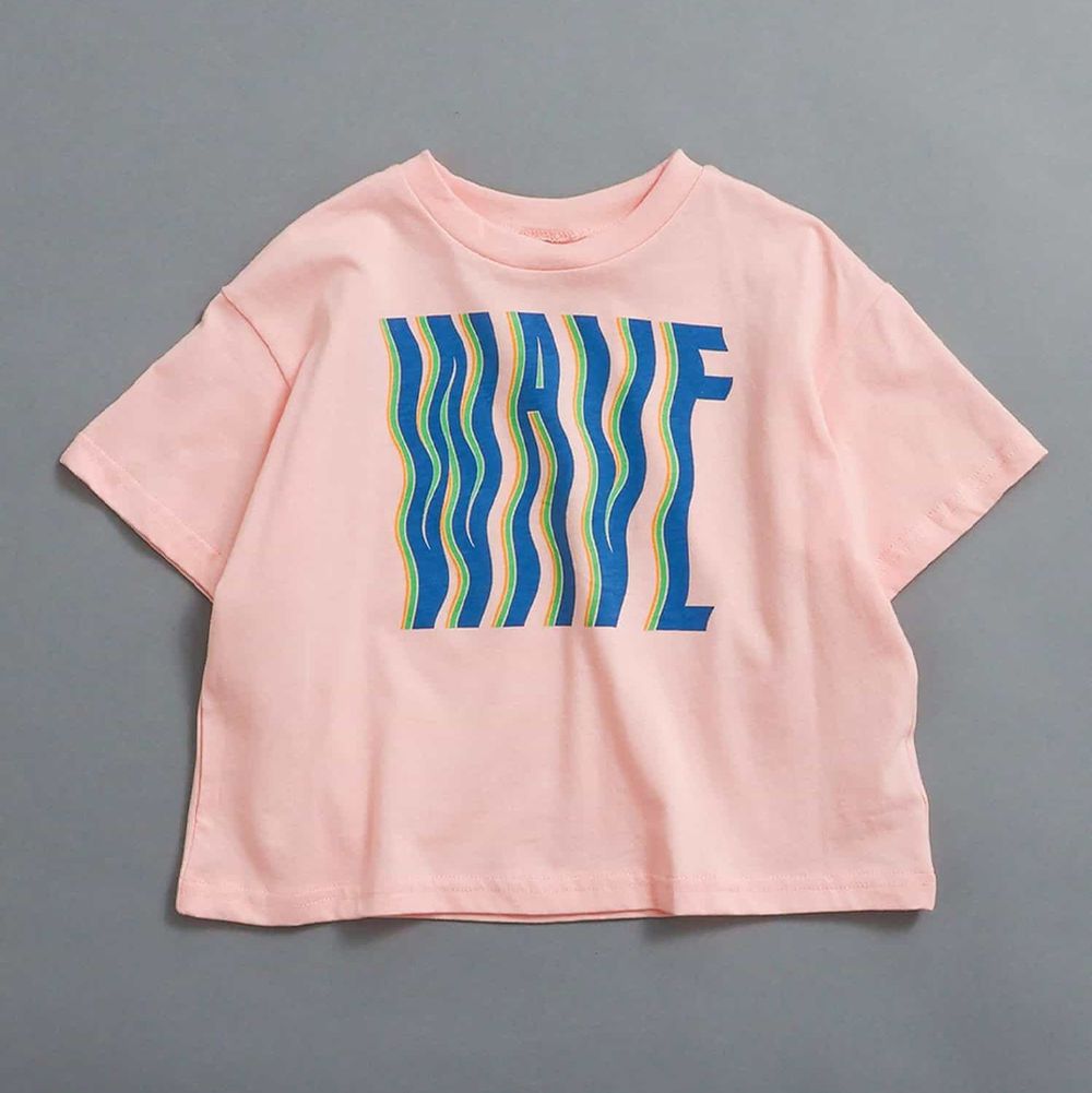 簡約帥氣logo短袖上衣-WAVE-粉紅
