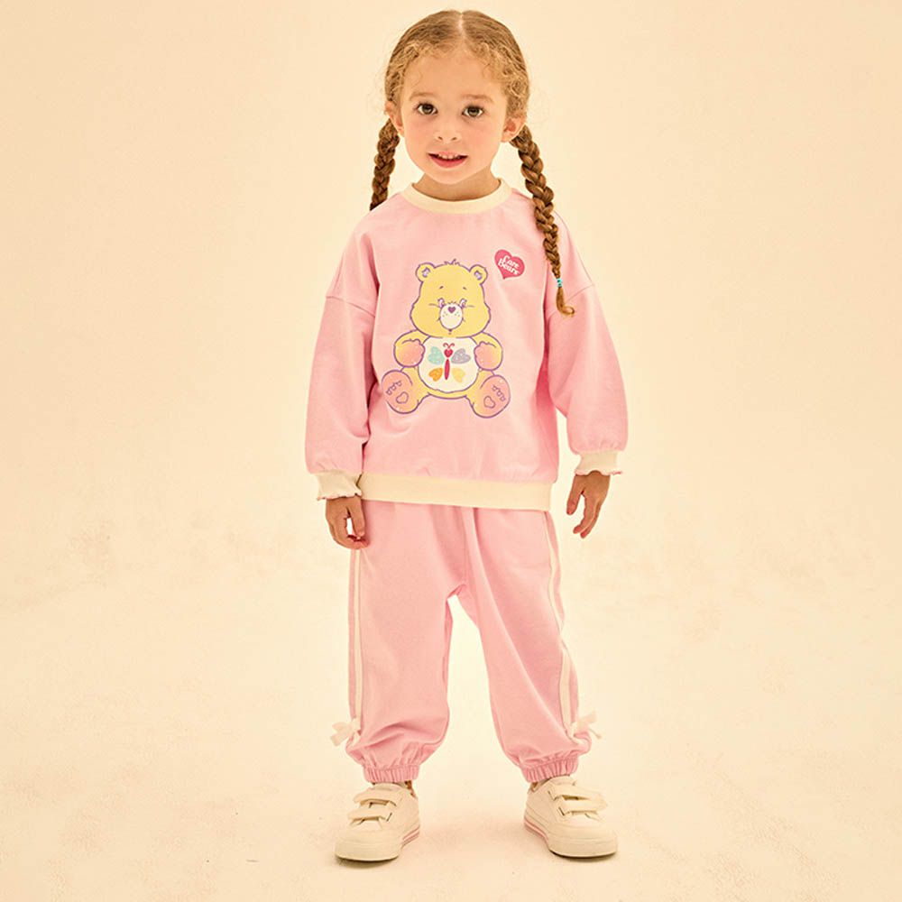 聯名款漸層大熊熊印長袖套裝-粉