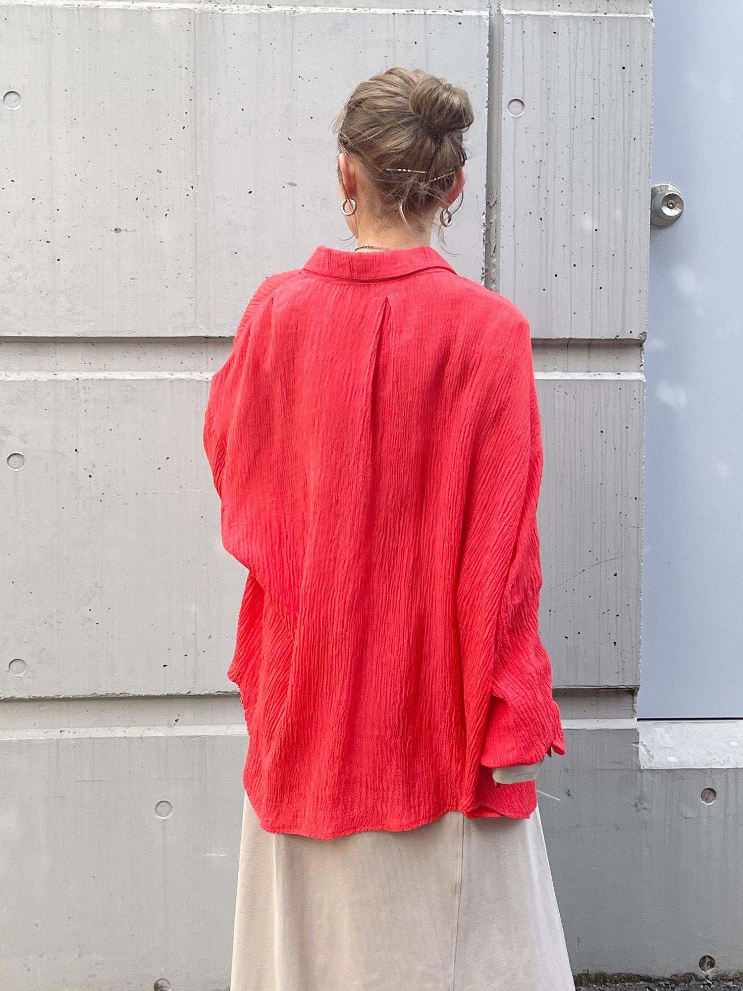 日本 Ungrid - 楊柳皺摺垂墜感襯衫-薄荷 (F)