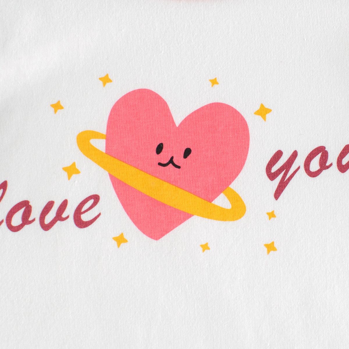 純棉圓領薄長袖上衣-亮晶晶愛心-米白+紫