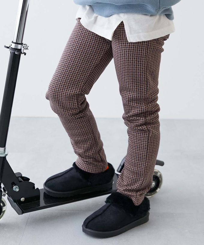 日本 devirock - RICH WARM 保暖裏毛合身長褲-細格紋-杏