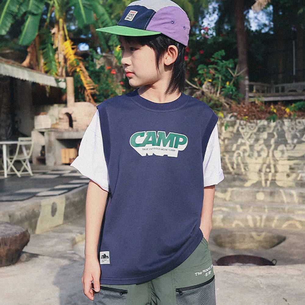 假兩件短袖上衣-CAMP-藏青