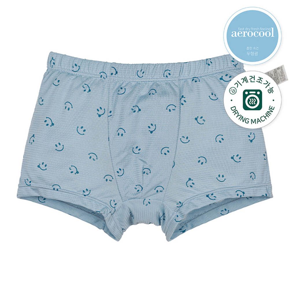 aerocool 涼感快乾四角褲(男寶)-眨眼笑臉-灰藍