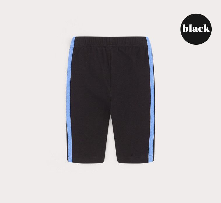 韓國 HEJMINI - 側邊條紋5分內搭褲-黑