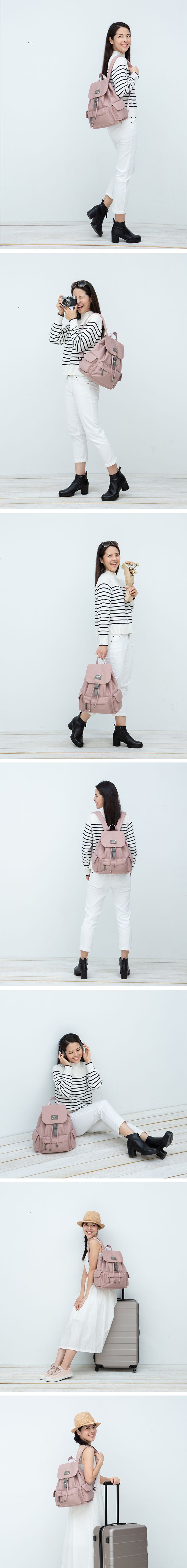 Zoila - Zoila 中束口後背包_柔霧粉-柔霧粉 (中)