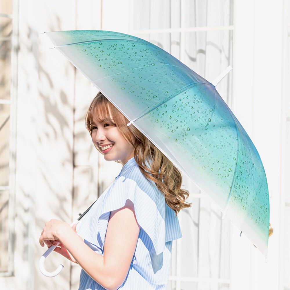 日本中谷 - [日雜推薦] 昭和咖啡店蘇打透明傘/雨傘-薄荷 (傘骨60cm)