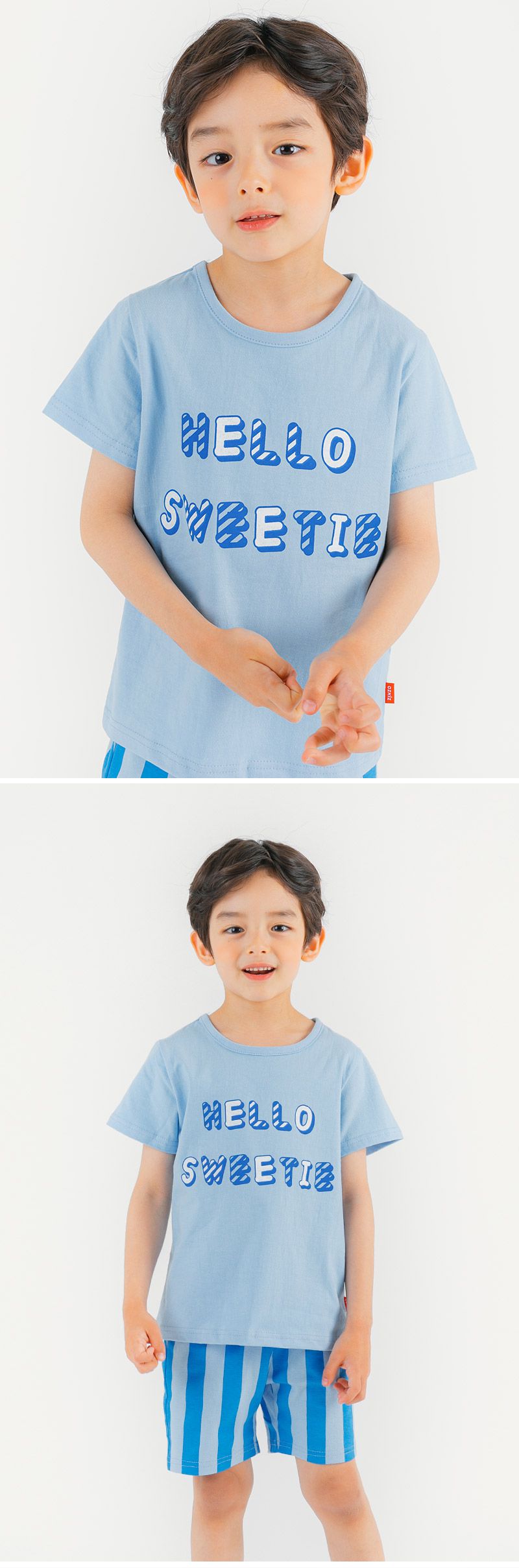 韓國 OZKIZ - SWEETIE直紋套裝-藍