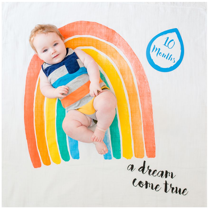 加拿大 lulujo - 寶寶成長包巾卡片組-彩虹