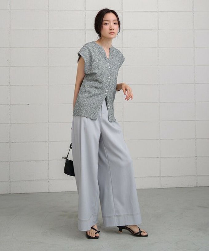 日本 Bab - 簡潔縫線俐落寬版長褲-粉紅