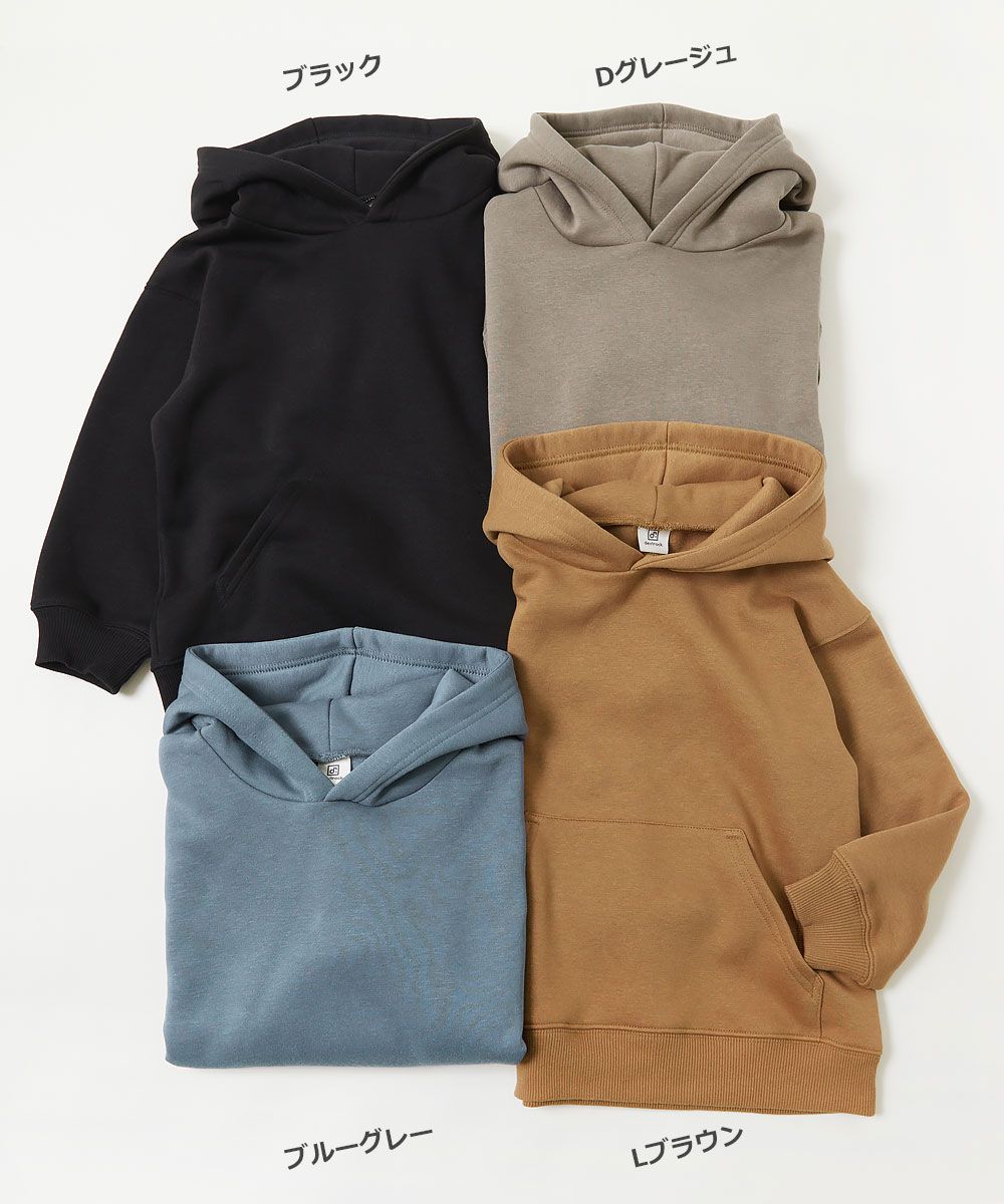 日本 devirock - 柔軟刷毛長袖口袋帽T-淺灰杏