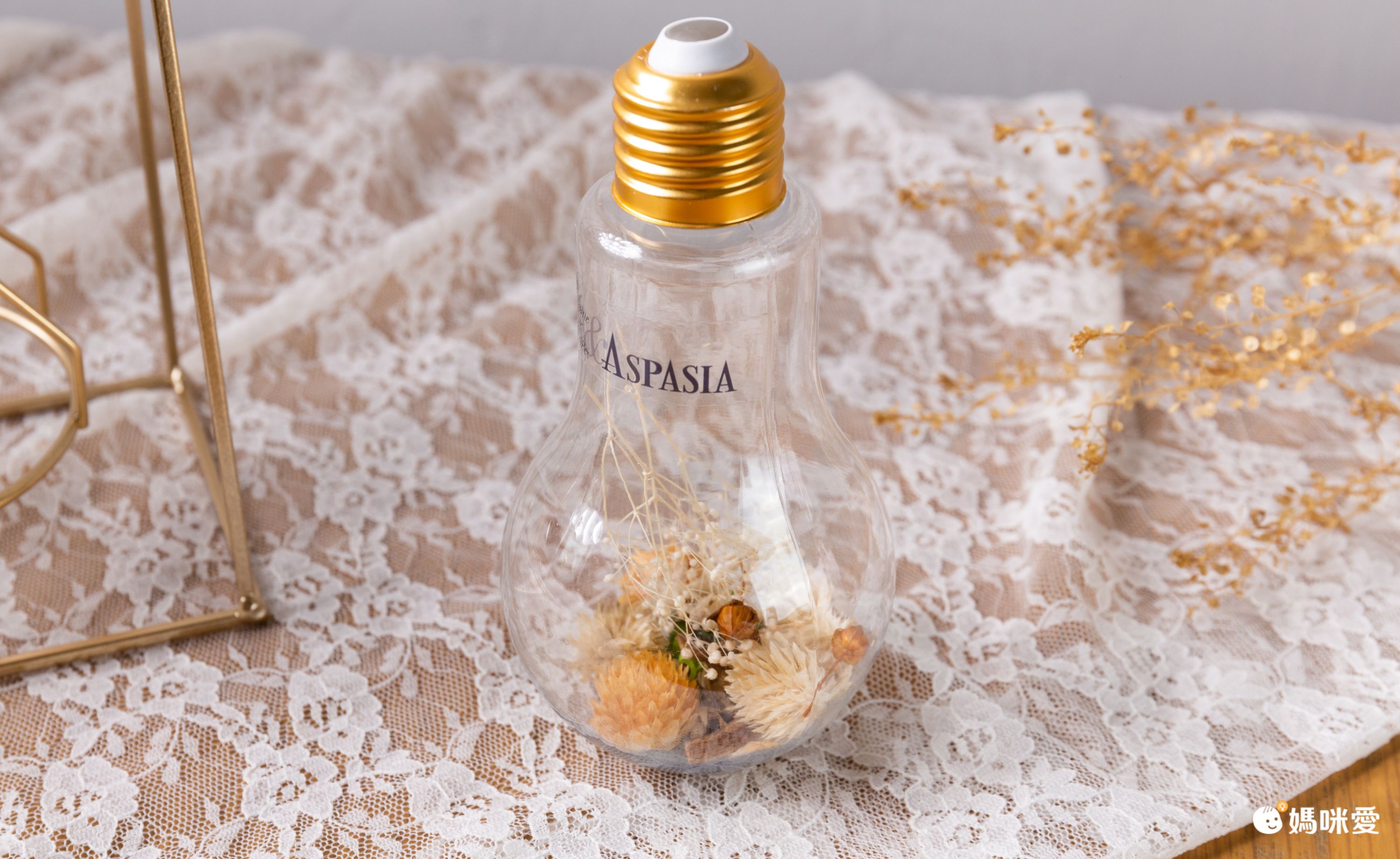 韓國 ASPASIA - 摩登人造花點綴擴香組-水滴玻璃瓶-裝飾容器+擴香100ml+擴香棒x10