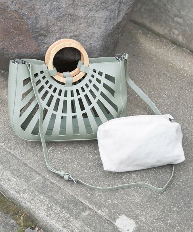 日本 Bab - 2way夏日竹柄鏤空手提/側背包-綠