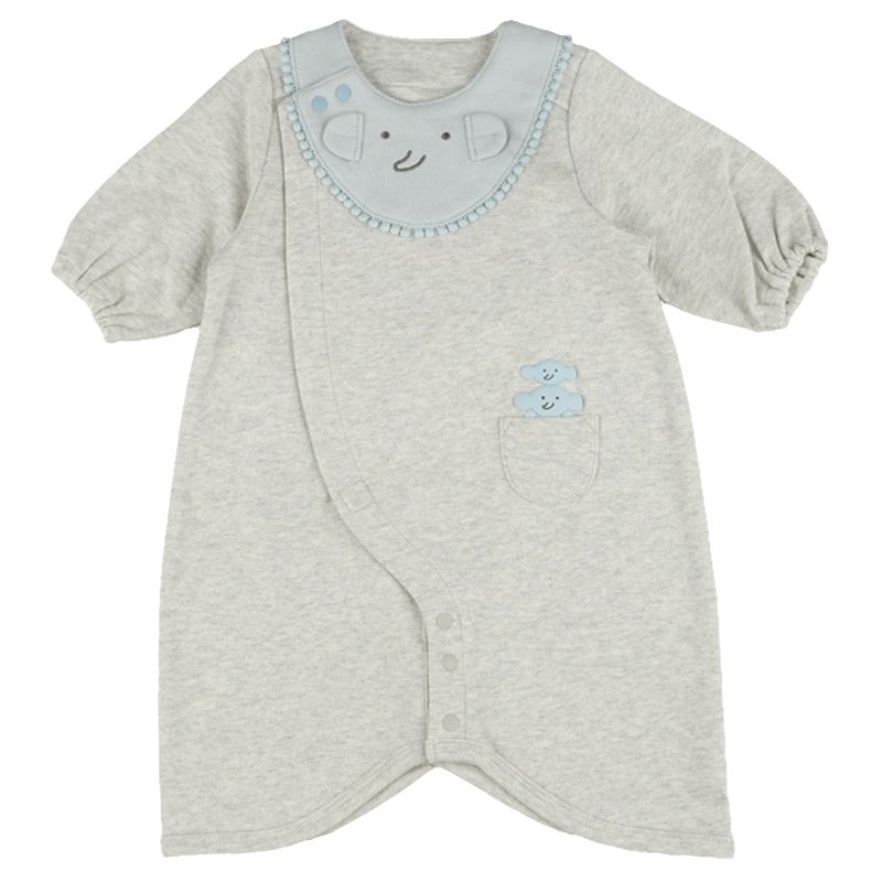 akachan honpo - 長袖舒適連身衣-灰色 (50~60cm)