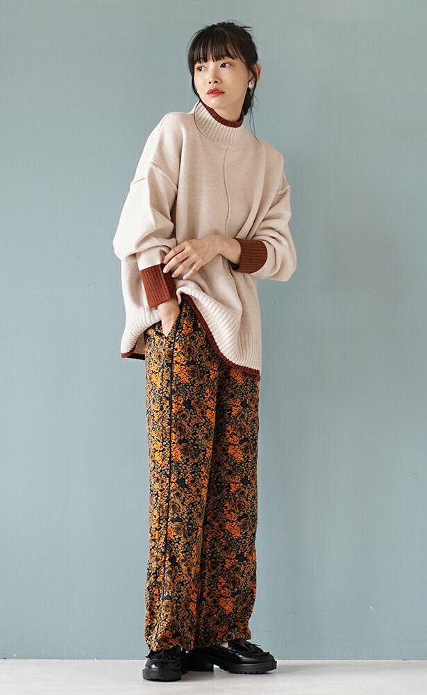 日本 zootie - 滾邊撞色落肩針織毛衣-淺灰