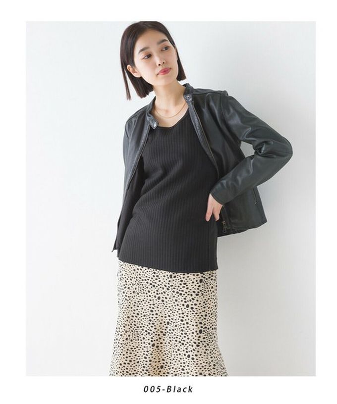 日本 OMNES - 直羅紋圓領無袖背心/內搭-卡其