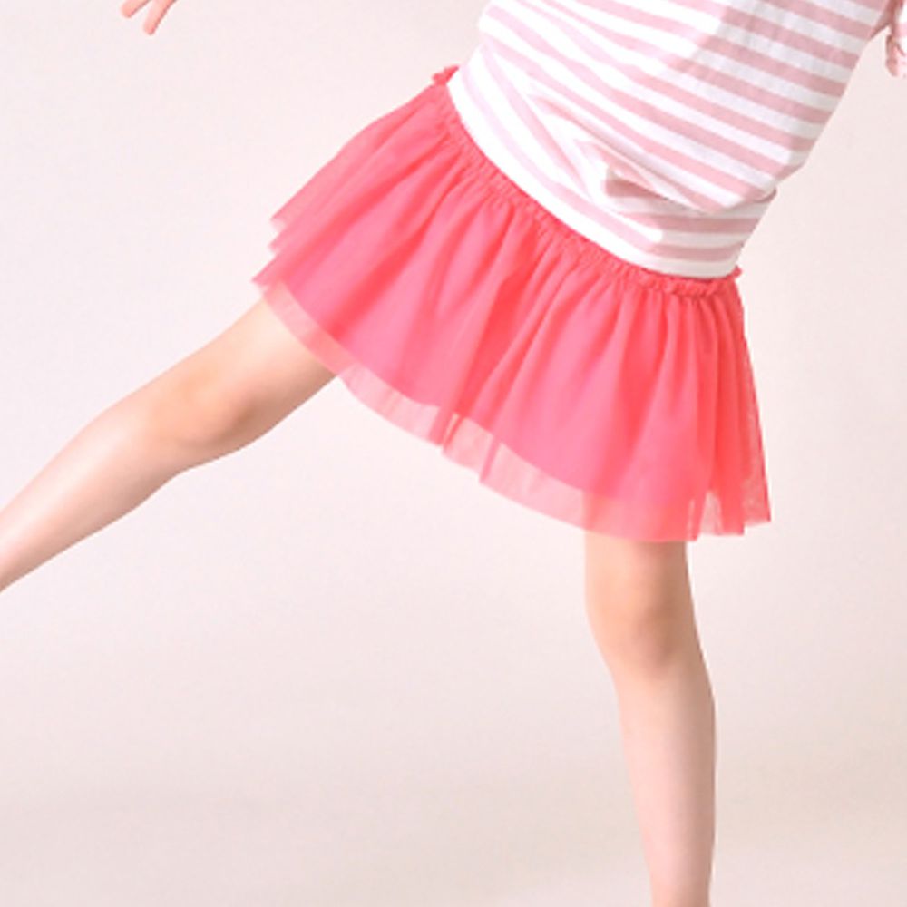 日本 TORIDORY - 糖果色系薄紗短裙-粉紅