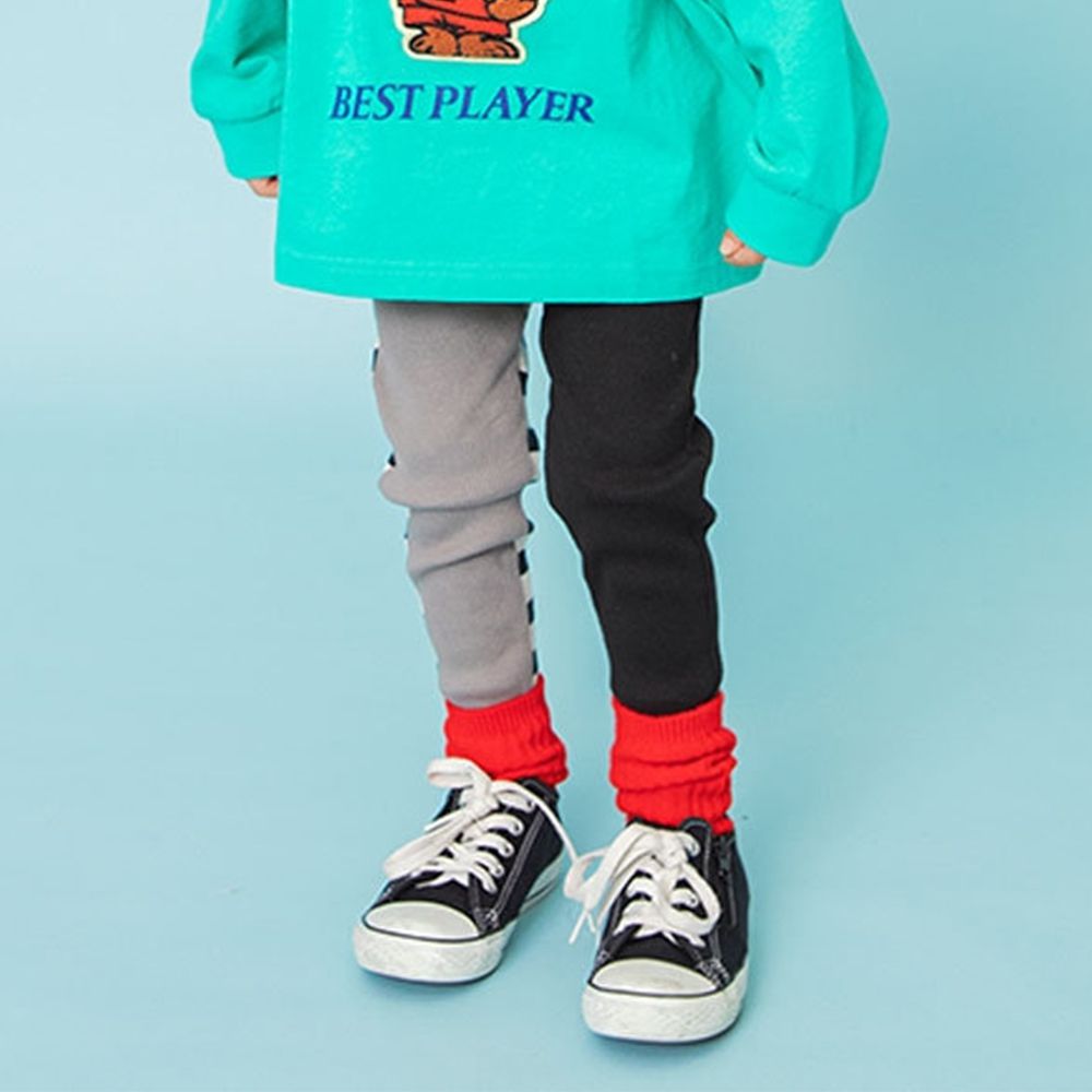 DAISUKI 羅紋彈性九分褲-撞色-黑白條紋