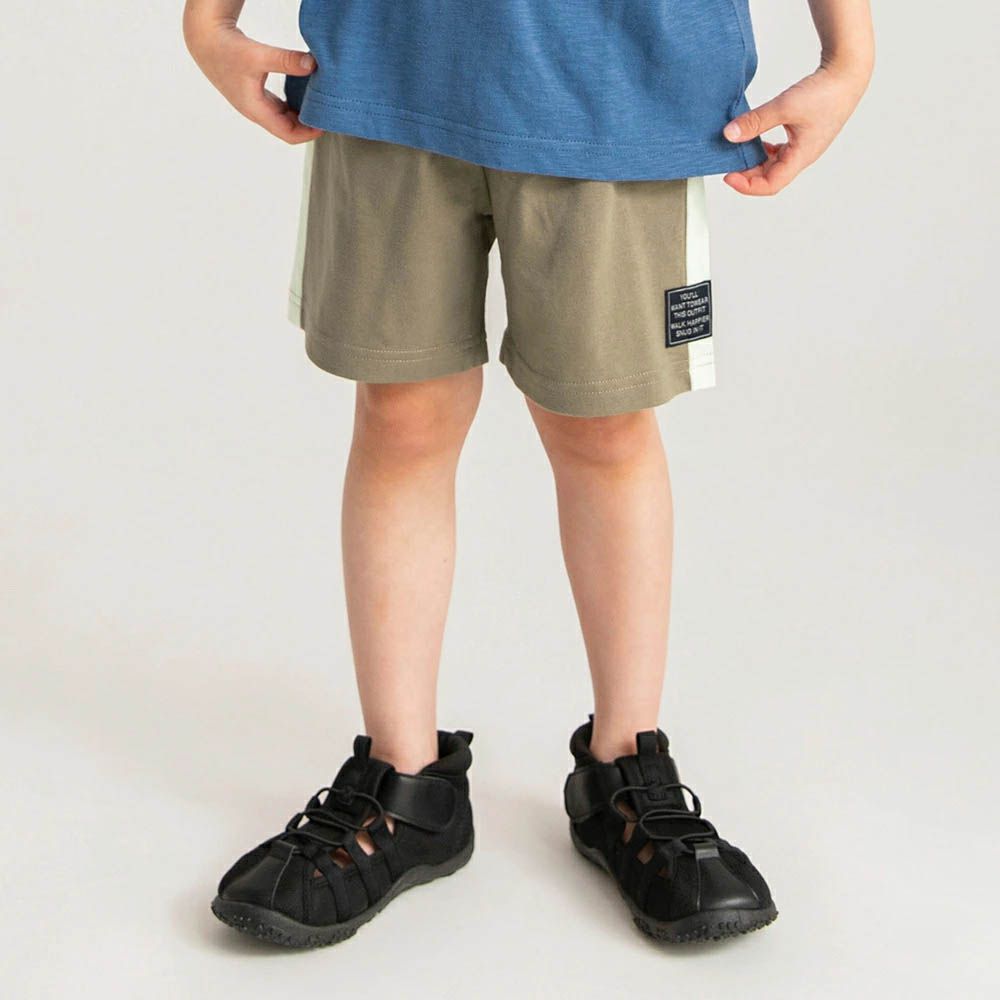 接觸涼感 側邊撞色休閒短褲-淺棕