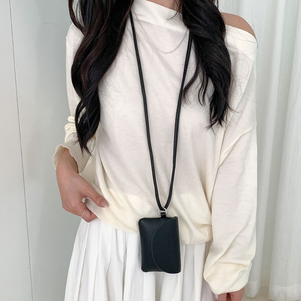 韓系小眾迷你造型斜背/頸掛包-皮革款-黑