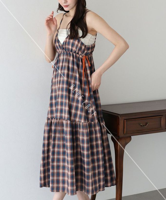 日本 BLUE EAST - 滿分可愛側蝴蝶結細肩帶洋裝-灰藍 (M)